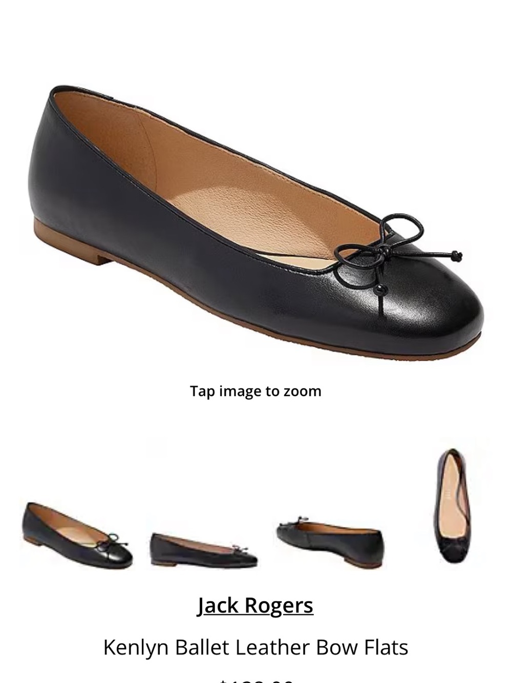 Jack Rogers Black Leather Kenlyn Ballet Bow Flats